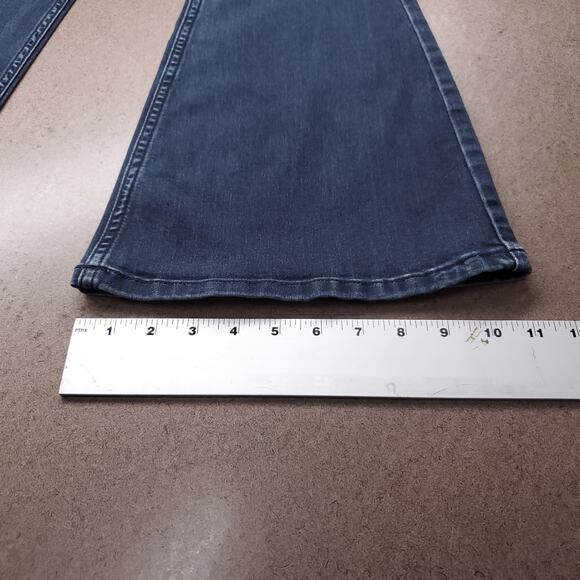 Free People Penny Flare Jeans Womens 26 Dark Blue Elastic Waist Bell Bottom Y2K - Picture 8 of 12